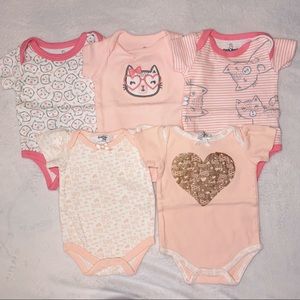 NWOT Bundle of 5 Baby Girl Onesies Size 0-3 Months